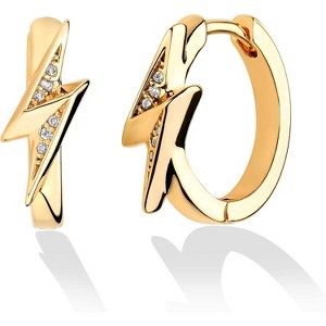 14K Gold Plated Huggie Hoops | Lightweight CZ Earrings, Hypoallergenic Gift - 1 of 4