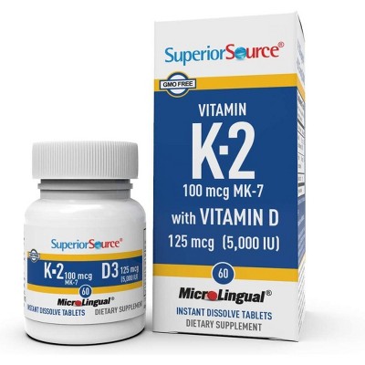 Superior Source K2 (MK-7) 100 mcg with D3 (5000 IU) Supplement