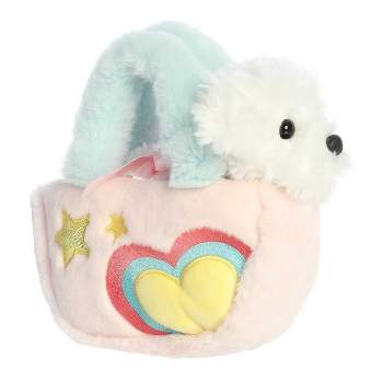 Aurora Small Pastel Heart Puppy Fancy Pals Fashionable Stuffed Animal White 7.5"