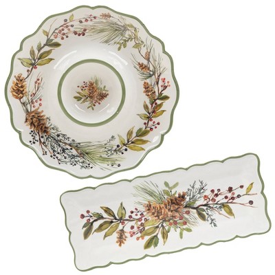 Certified International 2pc Winters Forest Melamine Appetizer Platter Set