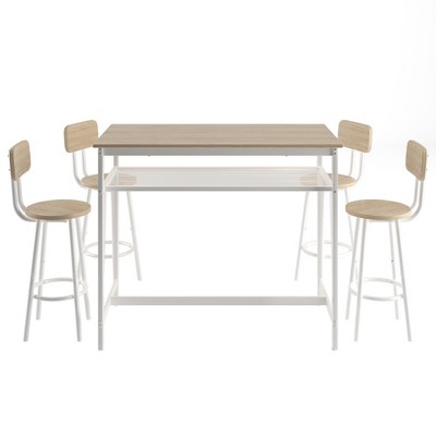 Maliang 5-Piece Kitchen Counter Height Table Set, 1 Bar Table with 4 Chairs
