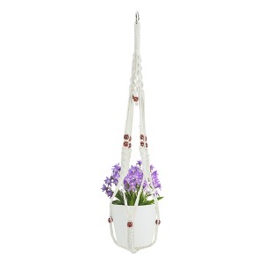 Unique Bargains Macrame Plant Hanger Woven Cotton Indoor Outdoor Decorative - 1 of 4
