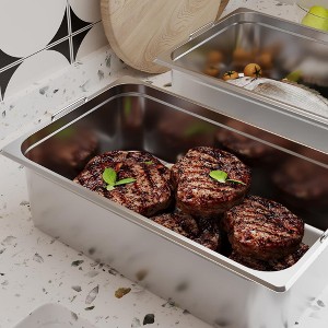 6 Pack Full Size Stainless Steel Hotel Pans,2 Inch Deep 20.9x12.8 Inch Steam Table Food Storage Containers for Buffet,Party, Restaurants with Handles - 1 of 4