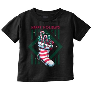 Christmas Happy Holidays Stocking Toddler Baby Graphic T Shirt Brisco Brands - 1 of 4