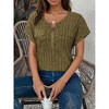 Women's Relaxed Fit Short Sleeve Top - Zip Front Soft Drape Shirt  Casual Pullover for Daily Wear - 3 of 4