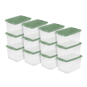 Sterilite 64 Qt Latching Plastic Storage Container Tote, Crisp Green (12 Pack) - 1 of 4