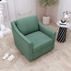 Zeus & Ruta 360° Swivel Armchair with Brass Nail Decor, Cotton Linen Skin-Friendly Fabric, Ergonomic Design for Indoor Living/Bedroom - 4 of 4