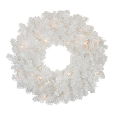 Northlight 24" Prelit Snow White Artificial Christmas Wreath - Clear Lights