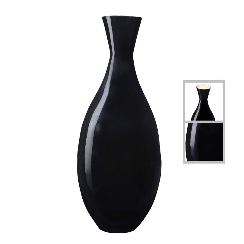 Villacera Handcrafted 24” Tall Black Bamboo Vase | Decorative Tear Drop Floor Vase for Silk Plants, Flowers, Filler Decor | Sustainable Bamboo, 5 of 8