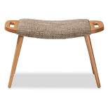 Banner Fabric Upholstered and Wood Accent Bench - Light Brown/Oak Brown - Baxton Studio