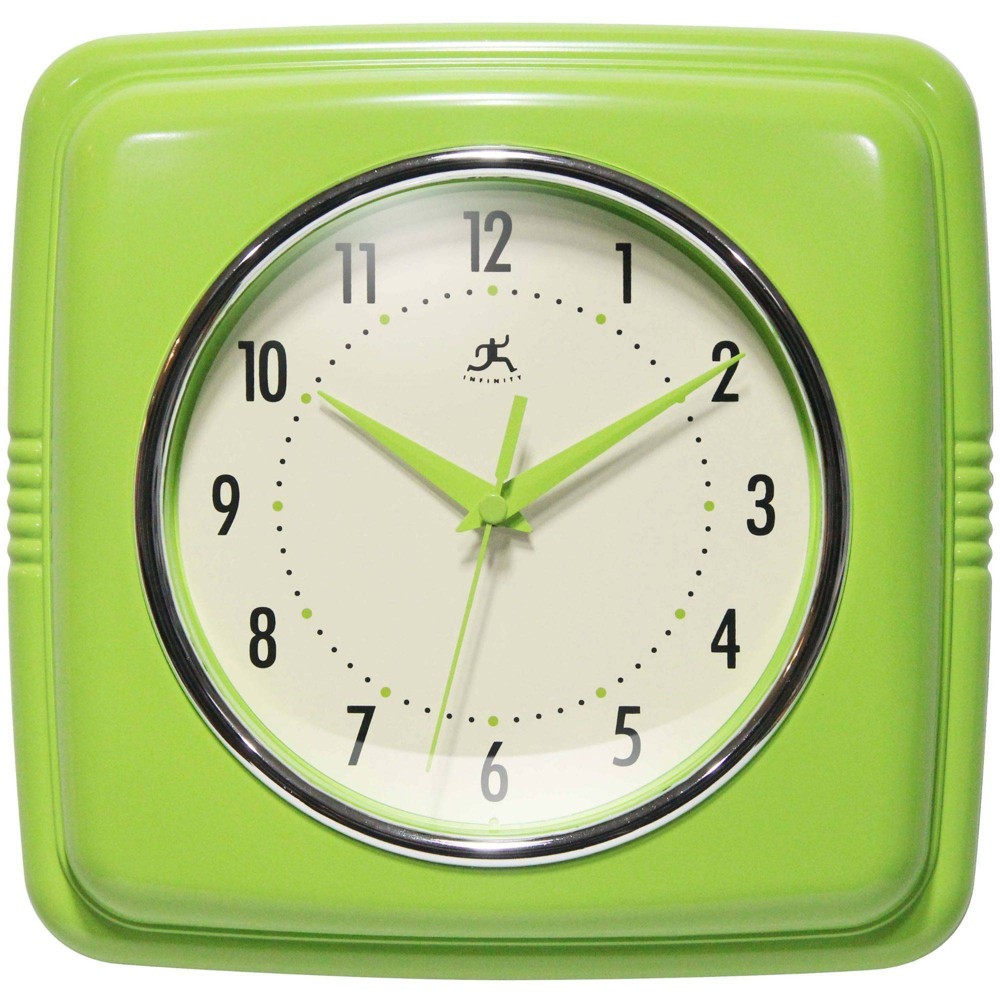 Photos - Wall Clock 9" Square Retro  Apple Green - Infinity Instruments
