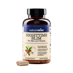 Naturewise Nighttime Fitness Support Supplement & Natural Sleep Aid with Cayenne Extract, Green Coffee Bean, GABA, L-Theanine - Non-GMO - 1 of 4
