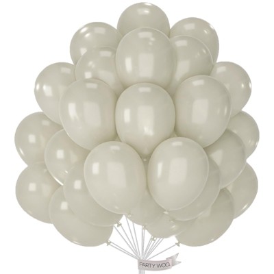 PartyWoo Balloons White Sand Pearl Beige Cream Ivory 12 Inch 50 pcs