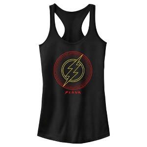 Juniors Womens The Flash Neon Lightning Bolt Stamp Racerback Tank Top - 1 of 4