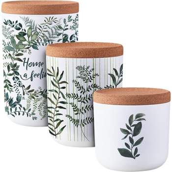 Plant-Based Sustainable Storage Jars, Airtight Decorative Canisters for Kitchen Counter, Cork Lid, Small, Medium & Large