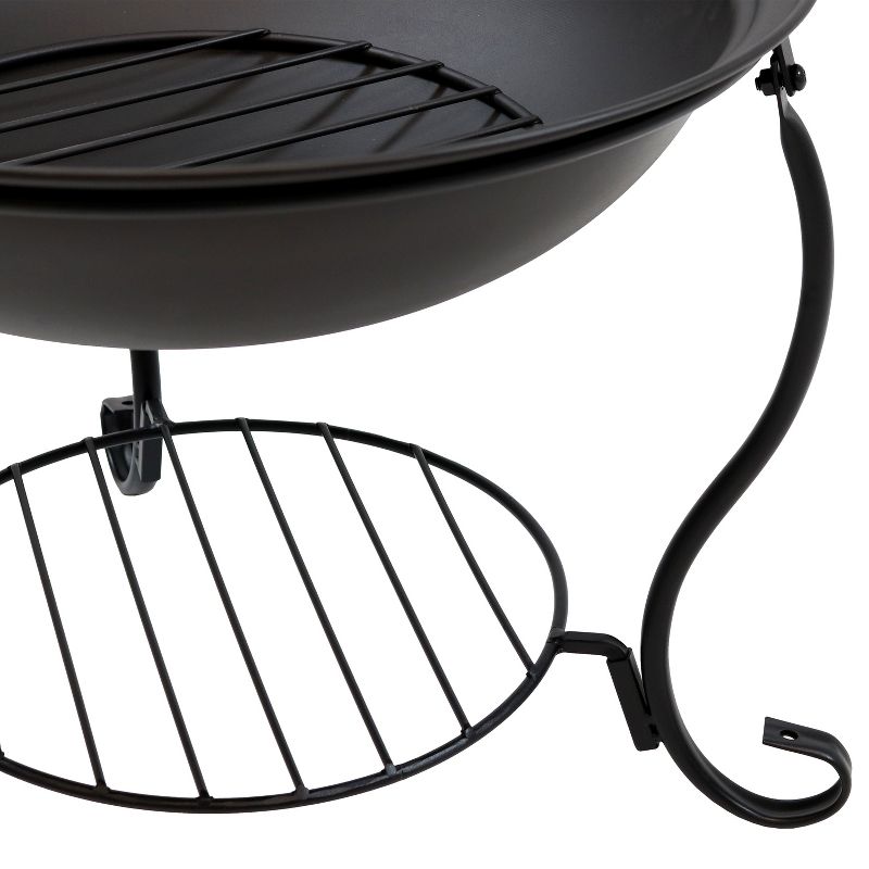 Sunnydaze Outdoor Camping or Backyard Steel Round Raised Fire Pit on Stand with Spark Screen - 18" - Black, 5 of 12