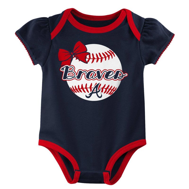 MLB Atlanta Braves Baby Girls' 3pk Bodysuit, 4 of 5