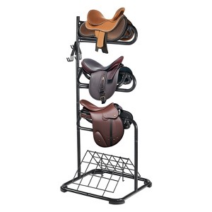 VEVOR Freestanding Saddle Stand, 30 x 30 x 68.5 in, 3 Tiers Saddle Rack, Heavy Duty Saddle Blanket Holder with Removable & Rotating Tiers - 1 of 4