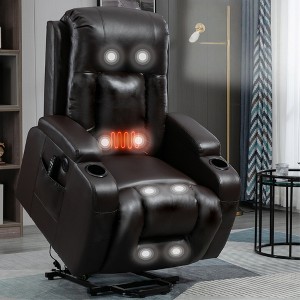 FONTOI Medium Size Accent Chair with Side Pocket&Footrest, Recliner Chair with Comfortable Arms and Back, Dark Brown, 35.82"*44.88"*39.76" - 1 of 4