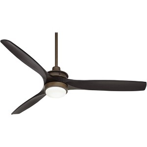52" Casa Vieja Rustic Farmhouse 3 Blade Indoor Ceiling Fan with Dimmable LED Light Remote Control Oil Rubbed Bronze Matte Black Wood for Living Room - 1 of 4