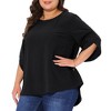 Agnes Orinda Women's Plus Size Swiss Dots Round Neck Petal Sleeve Casual Summer Blouse - 2 of 4