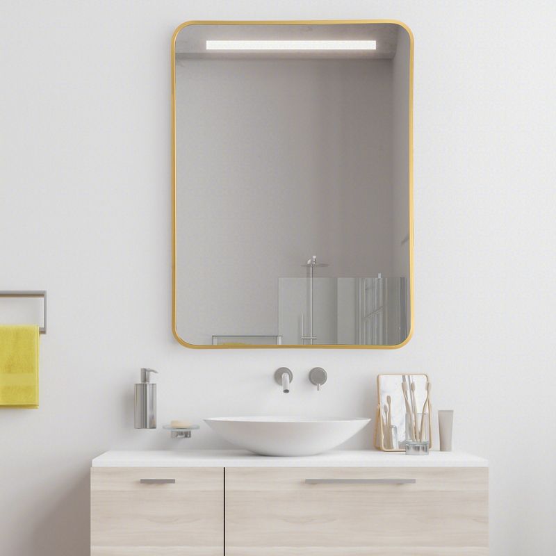 Costway 22''x 30''Bathroom Wall Mounted Mirror Aluminum Alloy Frame Decor Gold\Black, 3 of 11