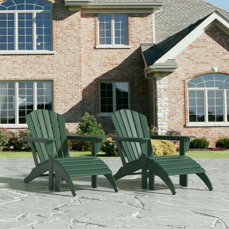 WestinTrends Dylan HDPE Outdoor Patio Adirondack Chairs with Ottomans (4-Piece Conversation Set), 2 of 6