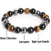 Black Obsidian Hematite Triple Protection Bracelets Set - Tiger Eye Beaded Natural Stone Bracelet - 4 of 4