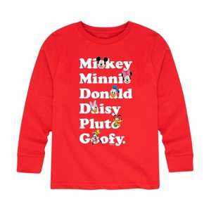 Boys' - Disney - Mickey Friends Character List Long Sleeve Graphic T-Shirt - 1 of 4