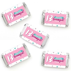 Big Dot of Happiness Girl 13th Birthday - Mini Candy Bar Wrapper Stickers - Official Teenager Birthday Party Small Favors - 40 Count - 1 of 4