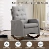 Comfy Upholstered Nursery Rocking Chair with High Backrest, Side Pocket & Rubber Wood Legs - Accent Nursing Armchair for Living Room & Bedroom - 4 of 4