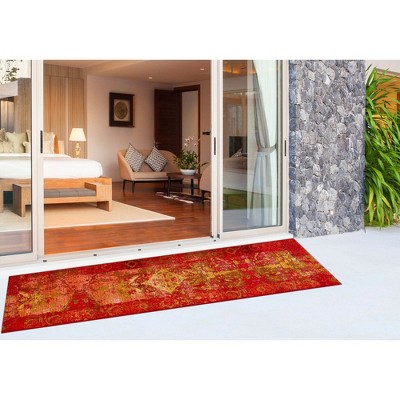 Saffron and Red Flat Woven Synthetic Indoor/Outdoor Rug