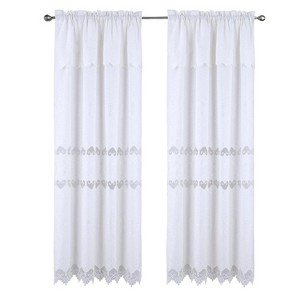 RT Designer Collection Alice Macrame Luxurious Decorative Rod Pocket Curtain Panel 54" x 84" White - 1 of 4