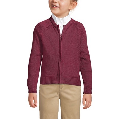 Lands' End School Uniform Kids Cotton Modal Zip-front Cardigan Sweater