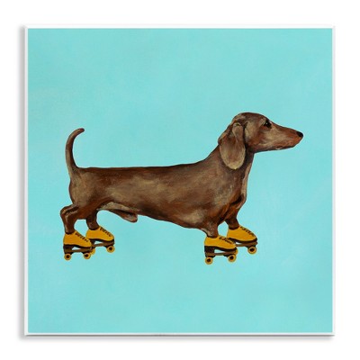 Stupell Industries Funny Dachshund On Roller Skates, 12" x 12"