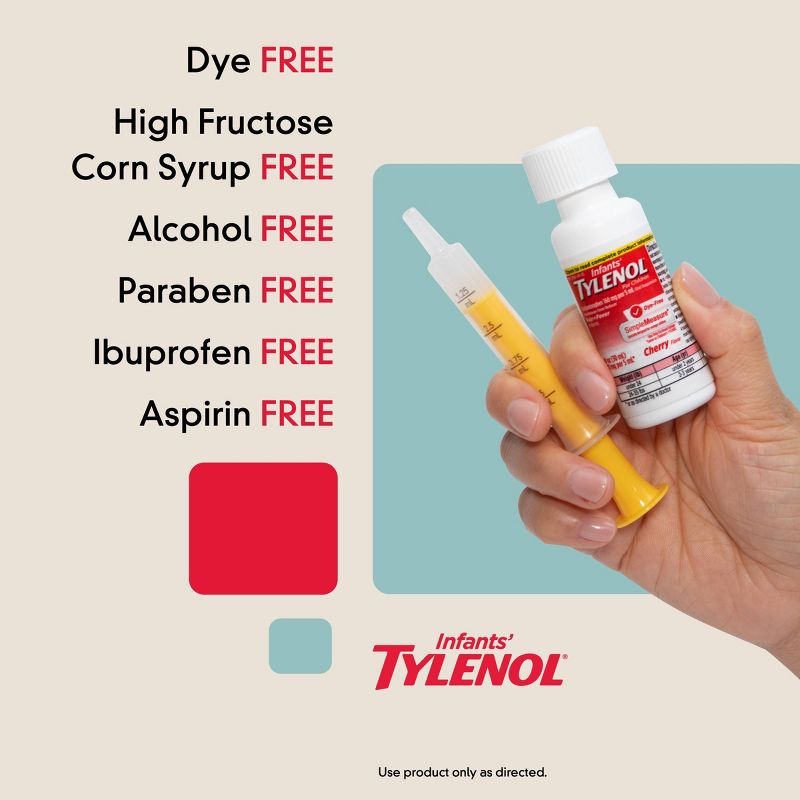 Tylenol Infant Dye-Free General Pain Reliever - Cherry - 1 fl oz, 5 of 14