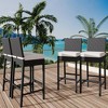 Wicker Woven Outdoor Bar Stools Set, Rattan Patio Stools & Patio Armless Bar Chairs, Outdoor Bar Height Chair With Soft Seat Cushion - 3 of 4