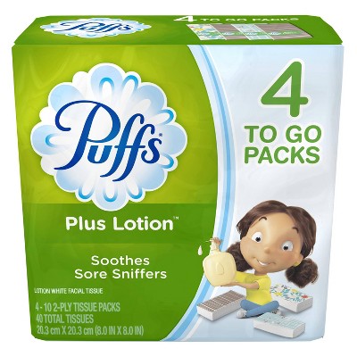 Puffs Plus Lotion Facial Tissue To Go Packs - 4pk/10ct