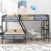 NicBex Twin Over Full Bunk Bed with Desk Triple Metal Bed Frame with Slide, Inclined ladder and Full Length Guardrail, No Box Spring Required - 2 of 4
