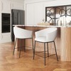 Zuo Modern Essen Counter Stool – 37"H Ivory Upholstered Seat in Textured Fabric with Black Steel Frame - 3 of 4