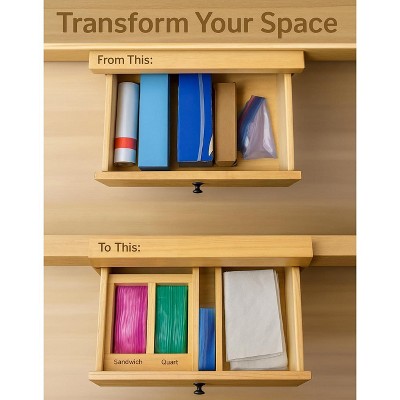 Bartnelli 4pc Bamboo Kitchen Drawer Organizer for Sandwich Bags – Gallon, Quart, Sandwich, Snack — фото 2