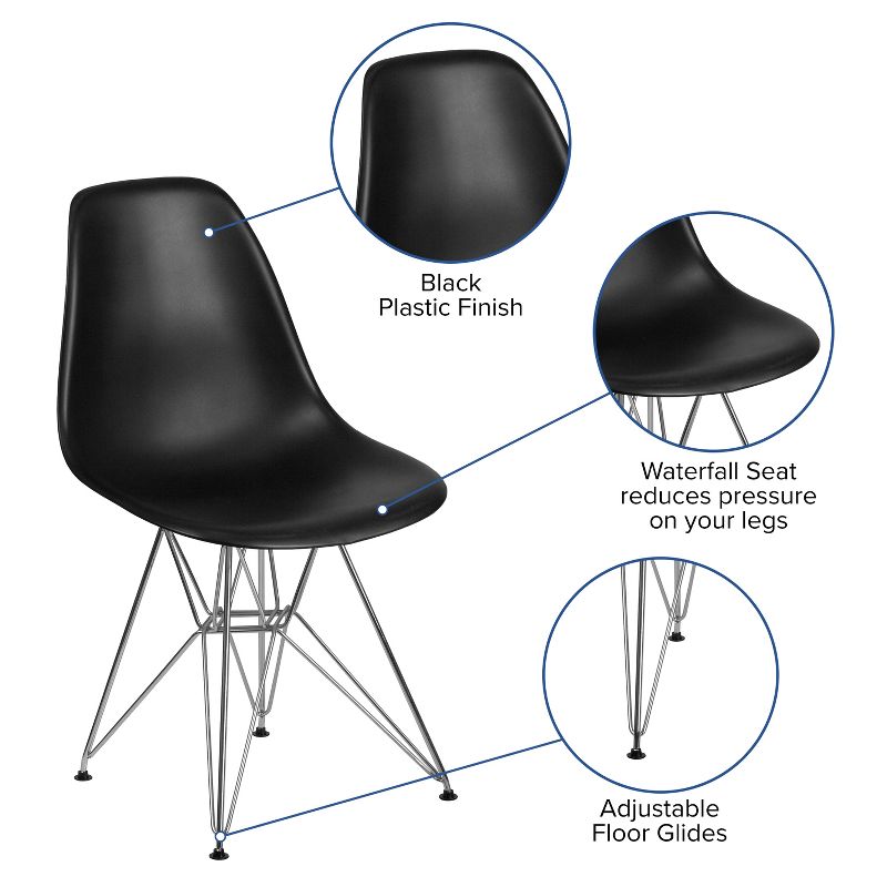 Flash Furniture Elon Series Plastic Chair with Chrome Base, 4 of 12
