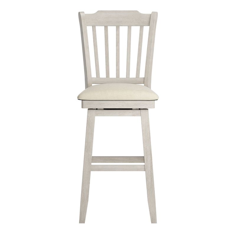 iNSPIRE Q Slat Back Bar Height Wood Swivel Chair in Antique White, 5 of 6