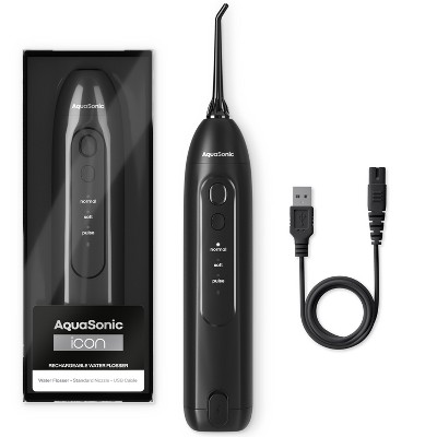 AquaSonic Icon Electric Water Flosser - Rechargeable, Included Jet Tip, Charging Cord, Home & Travel Use