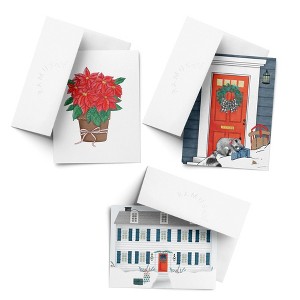 Poinsettia, Winter Home, Raccoon Gift Winter/Holiday/Christmas Greeting Card Pack Sets (3 ct, Assorted) by Ramus & Co - 1 of 4