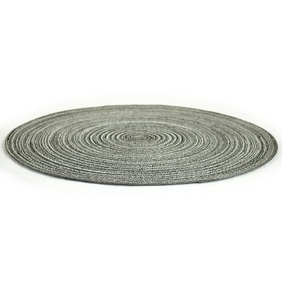 Black Round Variegated Woven Polypropylene Placemats, Set of 6