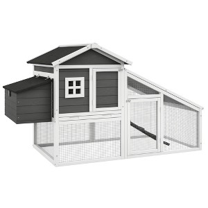 PawHut 69" Chicken Coop Wooden Chicken House, Rabbit Hutch Pen Outdoor Backyard Poultry Hen Cage with Run w/ Nesting Box Removable Tray Lockable Door - 1 of 4