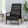 Mid Century Faux Leather Upholstered Accent Chair, Modern High Back Armchair, Leisure Wood Club Chair - Merax - image 2 of 4