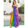 HAPPY BAY Women's Summer Beach Maxi A Line LGBTQ Pride Flag Rainbow Stripe Slit Party Strapless Tube Top Dress One Size Multi, Stripes - 4 of 4