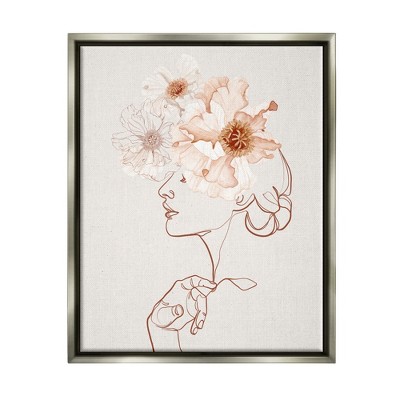 Stupell Industries Delicate Pink Flower Blossoms Woman Line Drawing
